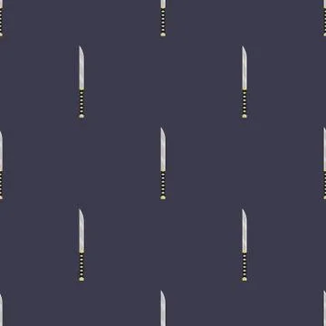Seamless pattern with knife weapon. Ninja weapon. Samurai equipment. Vector. Illustrazione stock