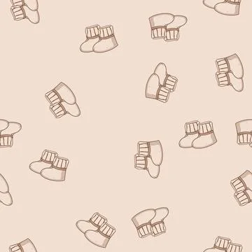 Seamless pattern knit baby booties cartoon vector Stock Illustration