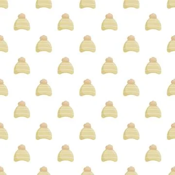 Seamless pattern with knited winter beanie hats Stock Illustration