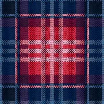 Seamless pattern as a knitted fabric in dark blue and red Stock Illustration