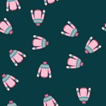 Seamless pattern knitted winter sweater cozy cartoon vector Stock Illustration