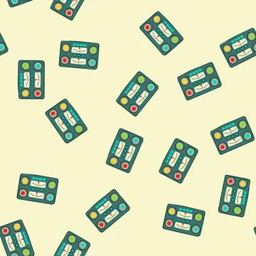 Seamless pattern knobs retro control panel cartoon vector Stock Illustration