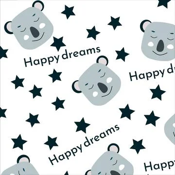 Seamless pattern koala a cartoon character Stock Illustration