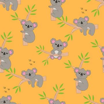 Seamless pattern with koala  Stock Illustration