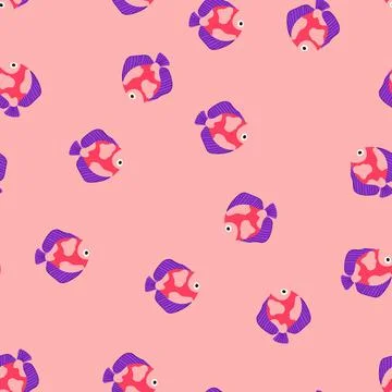 Seamless pattern koi exotic fish cartoon vector Stock Illustration
