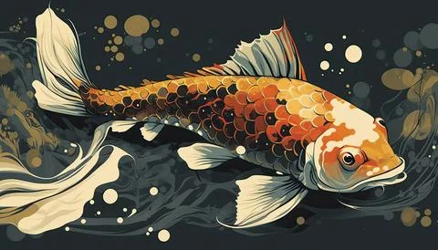 Seamless pattern koi fish, vector illustration, Made by AI Stock Illustration