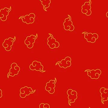 Seamless pattern korean chinese cloud cartoon vector Stock Illustration