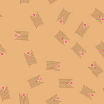 Seamless pattern kraft envelope with string and washer closure Illustrazione stock
