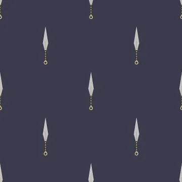 Seamless pattern with kunai throwing knives. Ninja weapon. Samurai equipment. Illustrazione stock