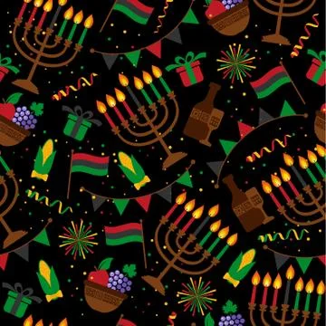 Seamless pattern for Kwanzaa with traditional colored and candles representin イラスト素材