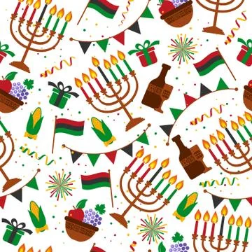 Seamless pattern for Kwanzaa with traditional colored and candles representing Stock Illustration