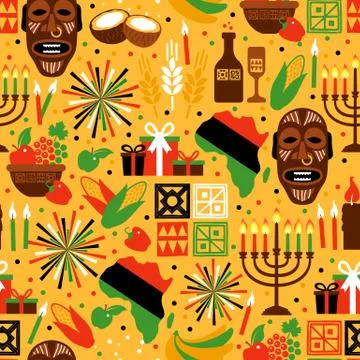 Seamless pattern for Kwanzaa with traditional colored and candles representing Stockillustratie