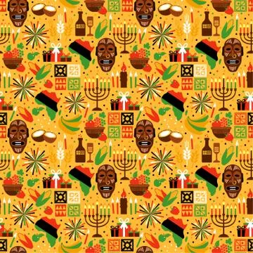 Seamless pattern for Kwanzaa with traditional colored and candles representing Stockillustratie