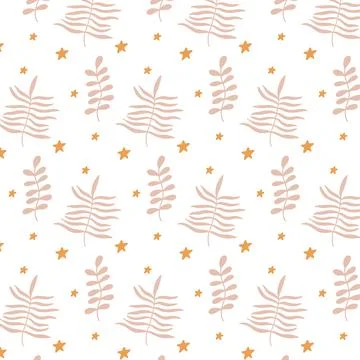 Seamless pattern with l leaves in boho style 스톡 일러스트
