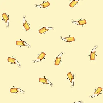 Seamless pattern label beer bottle character cartoon vector イラスト素材
