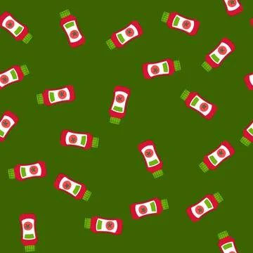 Seamless pattern label ketchup bottle cartoon vector Illustrazione stock