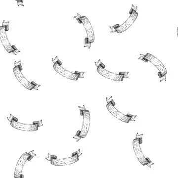 Seamless pattern label ribbon sketch hand drawn Illustrazione stock