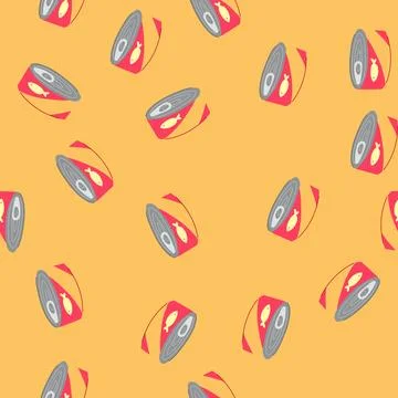 Seamless pattern label tin can cartoon vector Stock Illustration
