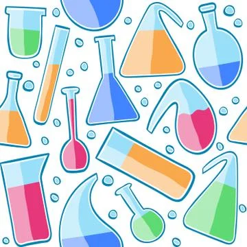 Seamless pattern laboratory glass Stock Illustration