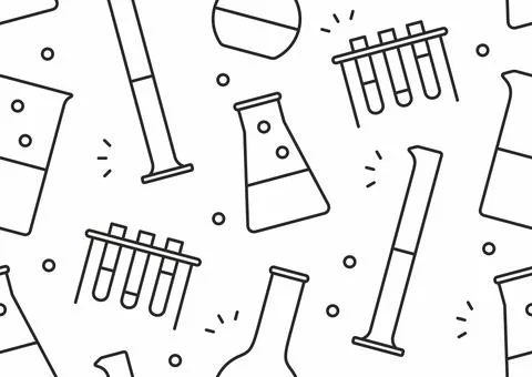 Seamless pattern with Laboratory glassware Stock Illustration