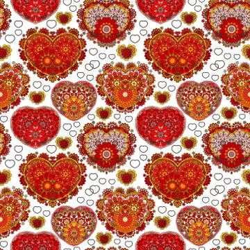 Seamless pattern with lace hearts. Beautiful valentine illustration with vintage Illustrazione stock