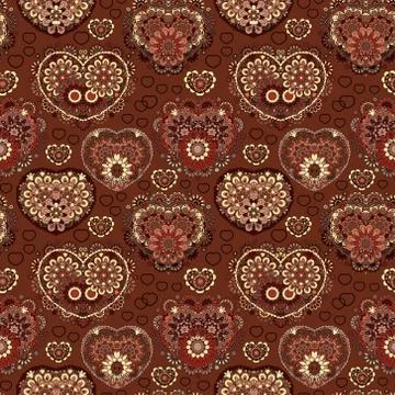 Seamless pattern with lace hearts. Beautiful valentine illustration with vintage Stock Illustration
