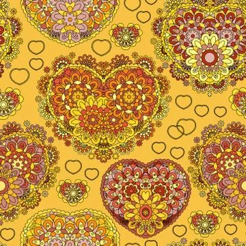 Seamless pattern with lace hearts. Beautiful valentine illustration with vintage Illustrazione stock