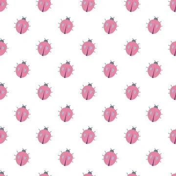 Seamless pattern with ladybirds. Design for fabric, textile, wrapping, digita Stock Illustration
