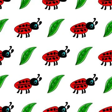 Seamless pattern with ladybug Stock Illustration