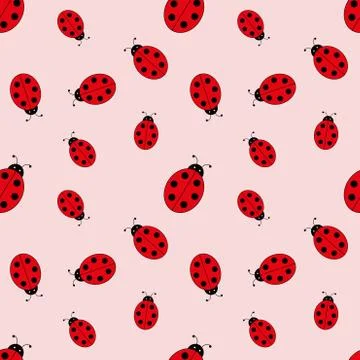 Seamless pattern with ladybugs.Background for gift wrapping Illustrazione stock