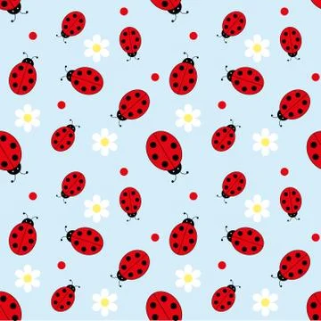 Seamless pattern with ladybugs.Background for gift wrapping Stock Illustration