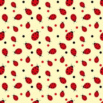 Seamless pattern with ladybugs.Background for gift wrapping Stock Illustration