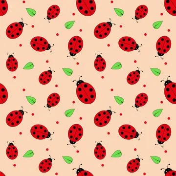 Seamless pattern with ladybugs.Background for gift wrapping Stock Illustration
