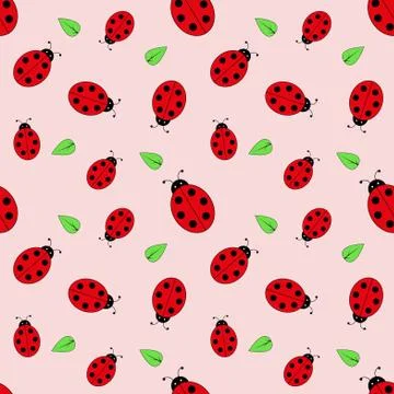 Seamless pattern with ladybugs.Background for gift wrapping Stock Illustration