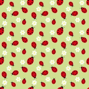 Seamless pattern with ladybugs.Background for gift wrapping Stock Illustration