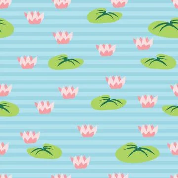 Seamless pattern with lake fulled water lilies Stock Illustration