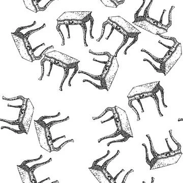 Seamless pattern lamp desk sketch hand drawn Stock Illustration