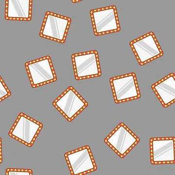 Seamless pattern lamp makeup mirror frame cartoon vector Stock Illustration