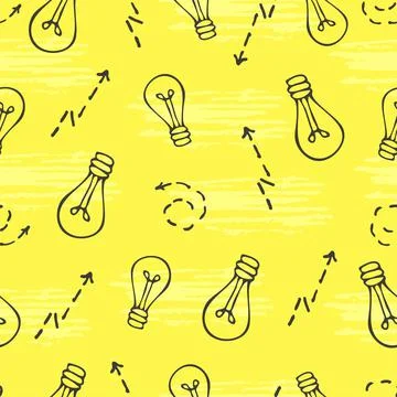 Seamless pattern of lamps and arrows. Hand-drawn Illustrazione stock