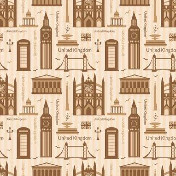 Seamless pattern with landmarks of united kingdom Stock Illustration