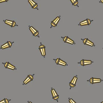 Seamless pattern landscape exterior lamp cartoon vector Stock Illustration