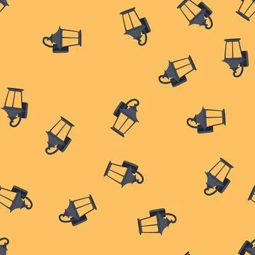 Seamless pattern landscape exterior lamp cartoon vector Stock Illustration