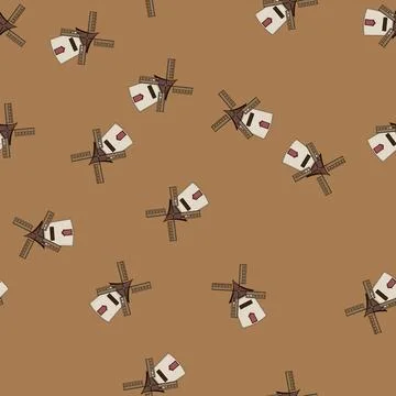 Seamless pattern landscape mill farm cartoon vector Stock Illustration