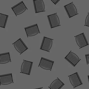 Seamless pattern landscape park fence cartoon vector Illustrazione stock