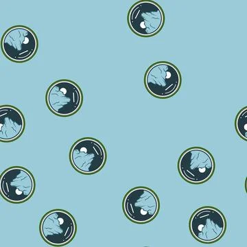 Seamless pattern landscape retro mountains badge cartoon vector Stockillustratie