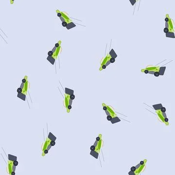 Seamless pattern landscaping lawn mower cartoon vector イラスト素材