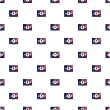 Seamless pattern with laptop showing podcast recording interface 스톡 일러스트
