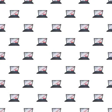 Seamless pattern of laptops displaying data charts Illustrazione stock
