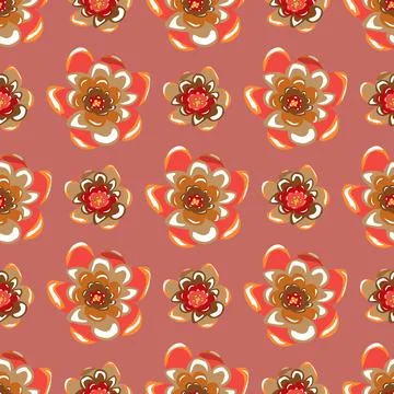 Seamless pattern with large multicolored and pink flowers on a light pink bac Stock Illustration