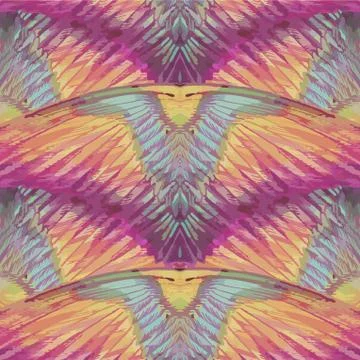 Seamless pattern. Large multicolored wings or feathers. Stock Illustration